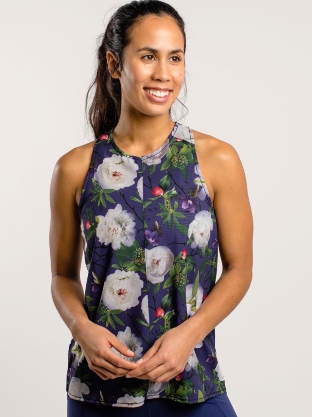 NWT-  Oiselle Passport Racerback Running Tank Top, Floral Print, Women's 4